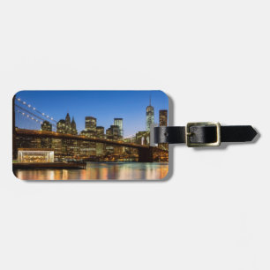 Manhattan and Brooklyn Bridge at dusk Luggage Tag