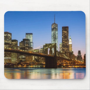 Manhattan and Brooklyn Bridge at dusk Mouse Mat