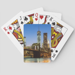 Manhattan and Brooklyn Bridge at dusk Playing Cards