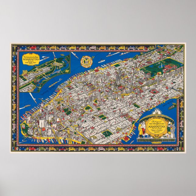 MANHATTAN ART DECO MAP 1926 POSTER (Front)