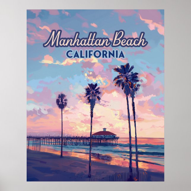 Manhattan Beach California Los Angeles Retro Poster (Front)
