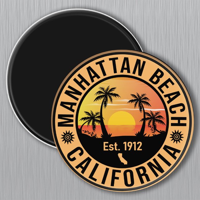 Manhattan Beach California Retro Sunset Souvenirs Magnet (Creator Uploaded)
