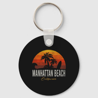 Manhattan Beach California Retro Surfer Vintage Be Key Ring