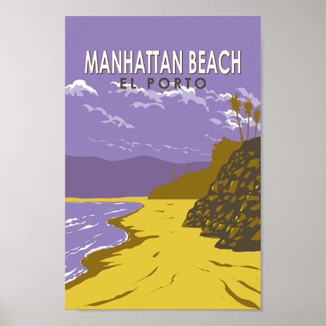 Manhattan Beach California Travel Art Vintage Poster (Front)