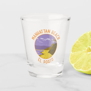 Manhattan Beach California Travel Art Vintage Shot Glass