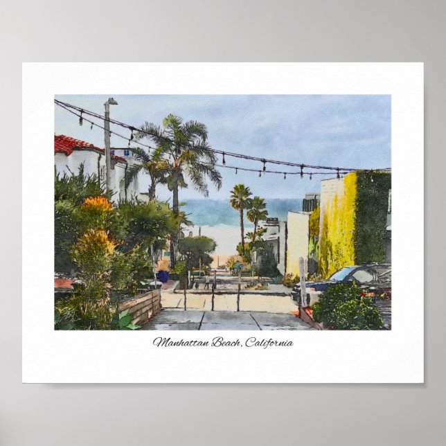 Manhattan Beach, California Watercolor Print (Front)