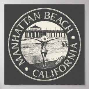 MANHATTAN BEACH LOS ANGELES CALIFORNIA VINTAGE POSTER