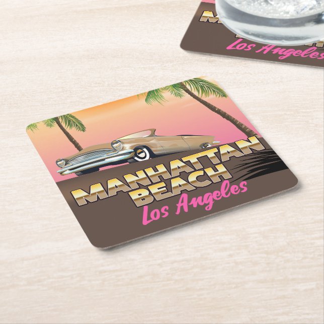 Manhattan beach Los Angeles Square Paper Coaster (Angled)