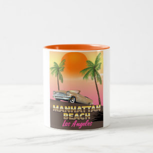 Manhattan beach Los Angeles Two-Tone Coffee Mug