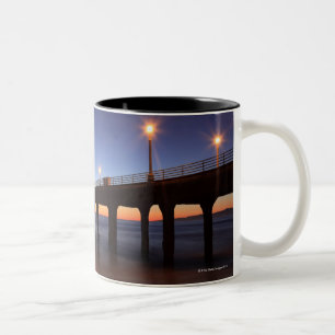 Manhattan Beach Pier at sunset, California Two-Tone Coffee Mug
