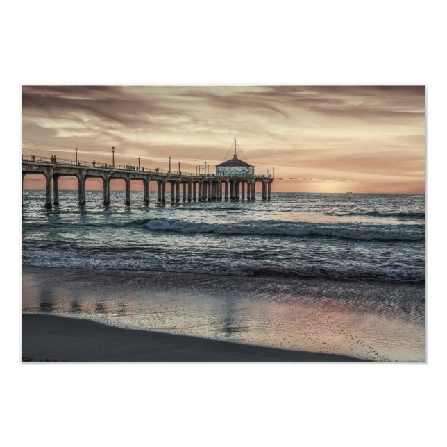 Manhattan Beach Pier At Sunset Photo Print (Front)