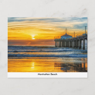 Manhattan Beach Pier At Sunset Postcard