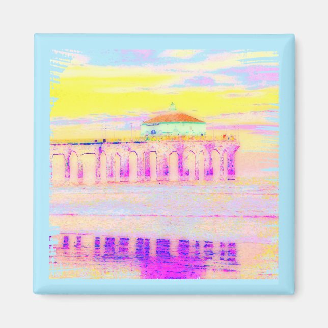 Manhattan Beach Pier California in Pastels Magnet (Front)