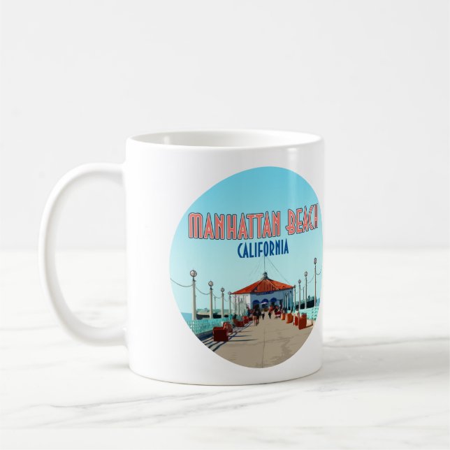 Manhattan Beach Pier Los Angeles California Coffee Mug (Left)
