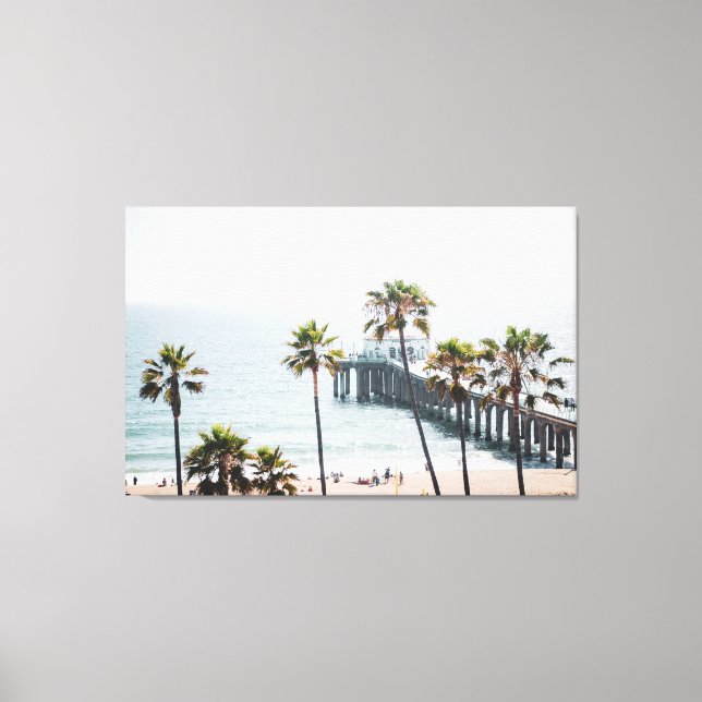 Manhattan Beach Pier, Sunny Day, Extra Large Canvas Print (Front)