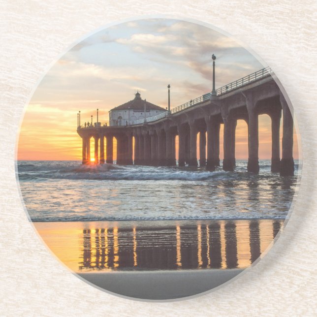 Manhattan Beach Pier Sunset Coaster (Front)