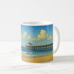 Manhattan Beach Pier with Red Roof  Coffee Mug