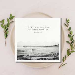 Manhattan Beach Wedding Custom Cocktail Napkin