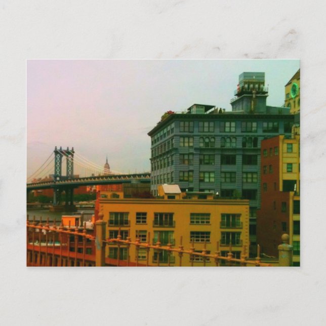 Manhattan Bridge and Empire State Building Postcard (Front)