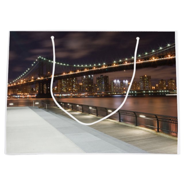 Manhattan Bridge and NYC Skyline Large Gift Bag (Front)