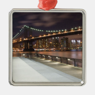 Manhattan Bridge and NYC Skyline Metal Tree Decoration