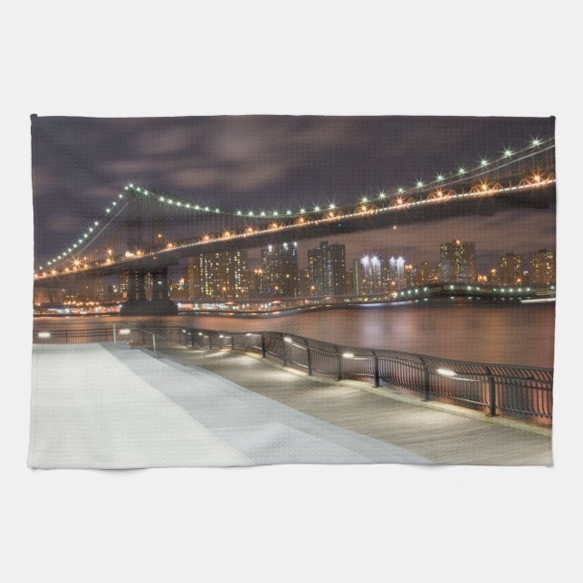 Manhattan Bridge and NYC Skyline Tea Towel (Horizontal)