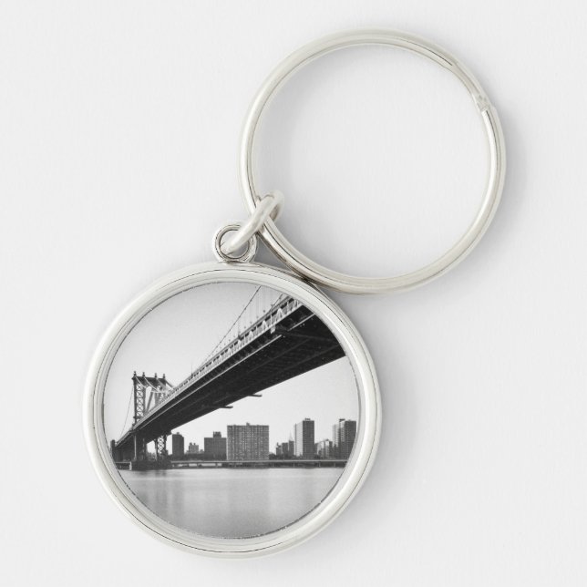 Manhattan Bridge and skyline, New York, US. Key Ring (Front)