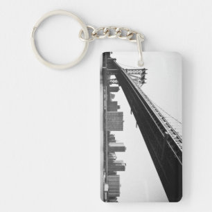 Manhattan Bridge and skyline, New York, US. Key Ring
