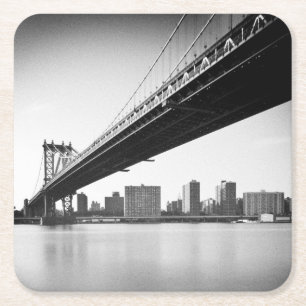Manhattan Bridge and skyline, New York, US. Square Paper Coaster