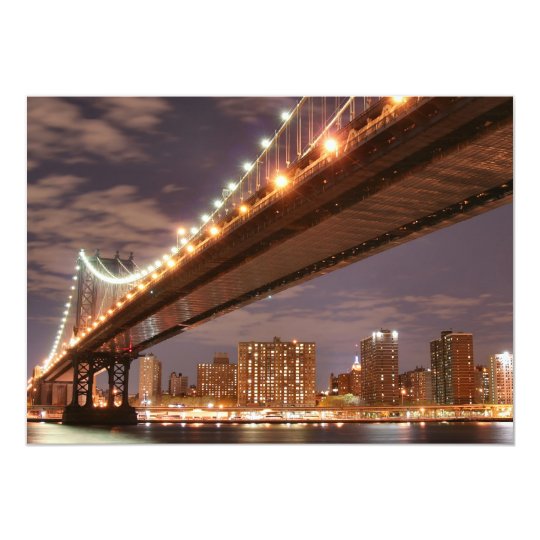 Manhattan Bridge At Night, New York City Card