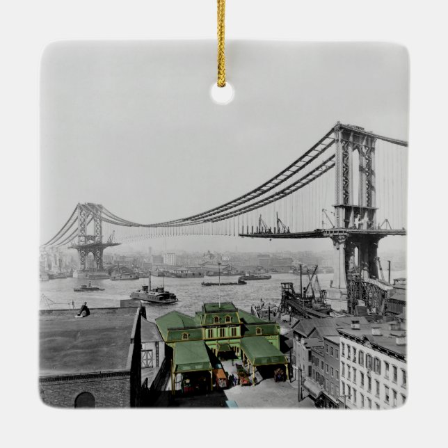 Manhattan Bridge Catharine Ferry New York Ceramic Ornament (Back)