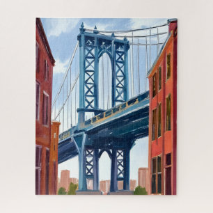 Manhattan Bridge New York City Painting Jigsaw Puzzle