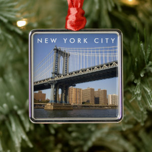 Manhattan Bridge the East River New York City Metal Tree Decoration