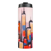 Manhattan city night oil paint thermal tumblers