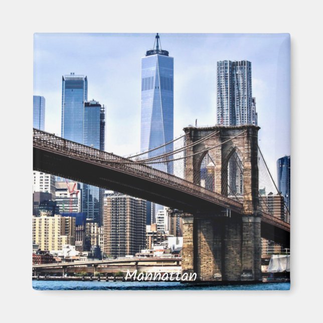 Manhattan, cityscape photograph with skyscrapers magnet (Front)