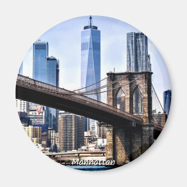 Manhattan, cityscape photograph with skyscrapers magnet (Front)