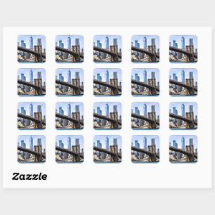 Manhattan, cityscape photograph with skyscrapers square sticker