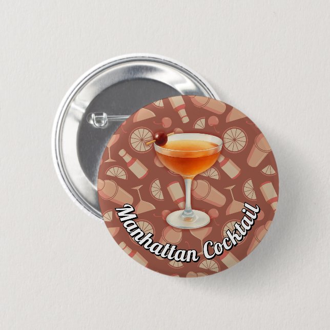 Manhattan Cocktail 6 Cm Round Badge (Front & Back)