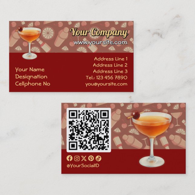 Manhattan Cocktail Business Card (Front/Back)