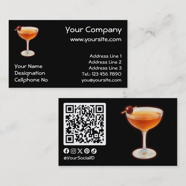 Manhattan Cocktail Business Card (Front/Back)