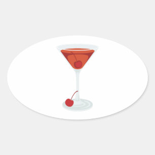 Manhattan Cocktail Oval Sticker