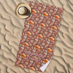 Manhattan Cocktail Pattern Beach Towel