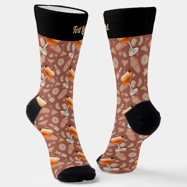 Manhattan Cocktail Pattern Socks (Angled)