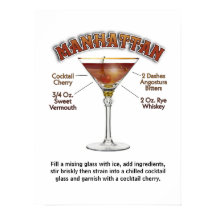 Manhattan Cocktail Recipe Art 18"x24" Print Poster