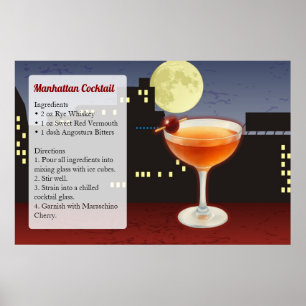 Manhattan Cocktail Recipe Poster