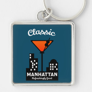 Manhattan Cocktail Wall Art Key Ring