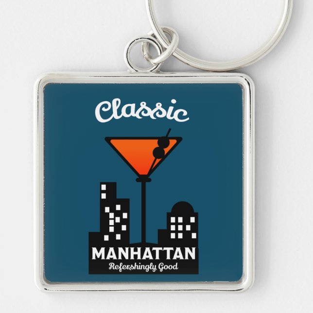 Manhattan Cocktail Wall Art Key Ring (Front)