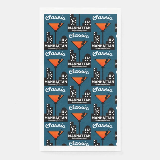 Manhattan Cocktail Wall Art Napkin (Front)