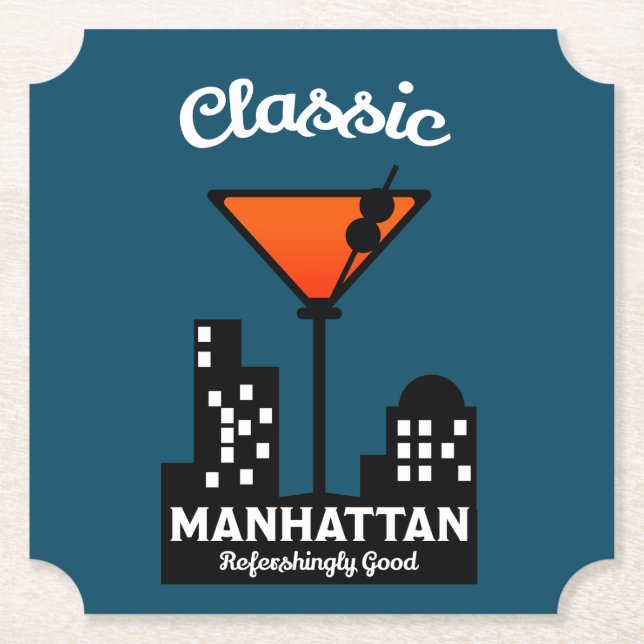 Manhattan Cocktail Wall Art Paper Coaster (Front)