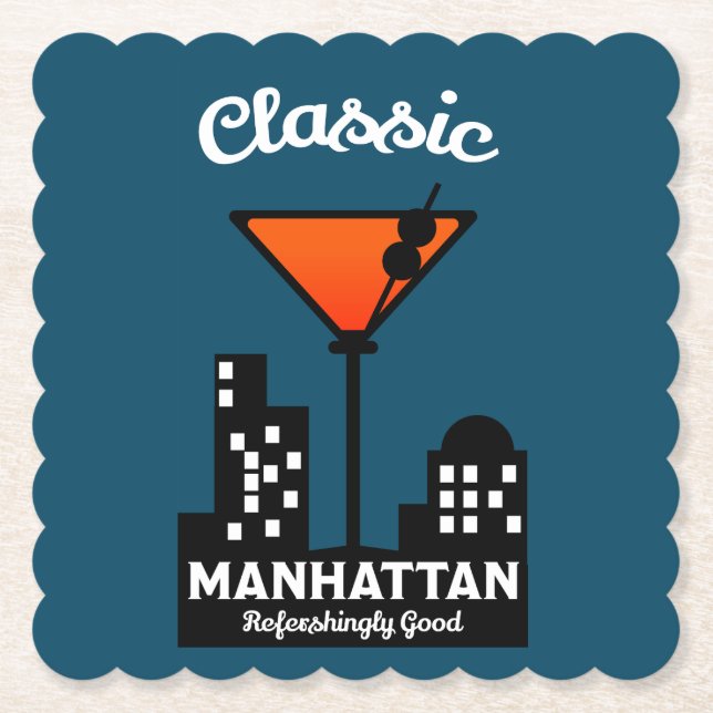Manhattan Cocktail Wall Art Paper Coaster (Front)